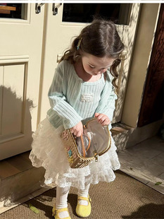 Spring 2025 New Girls' Sweet Cardigan Jacket Camisole Two-piece Baby Girls' Jacket suit