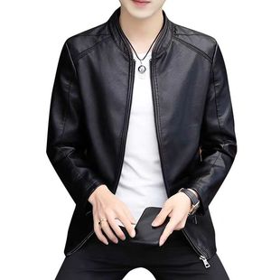 Leather Men's Short PU Leather Jacket New Autumn and Winter Casual Business Jacket fleece-lined Thickened Leather Clothing Factory Straight