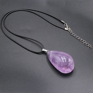 Natural Irregular Amethyst Pendant Raw Mineral Polished Stone Natural Stone Pendant Crystal Stone Clavicle Chain Necklace