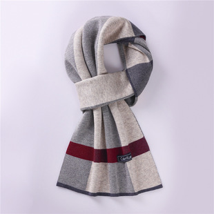Men's Wool Scarf Winter Thickened Warm Scarf Korean Fashion Boyfriend Dad Gift High-end Gift Box Wholesale
