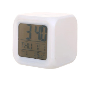 Cross-Border Colorful Square Alarm Clock Creative Color-Changing Luminous Alarm Led Silent Night Light Digital Alarm Clock Creative Gift