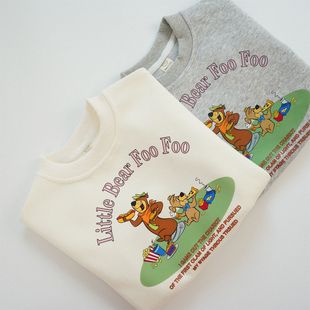 Yogi Bear Корейская версия хлопчатобумажная мультяшная детская свитер весна и осень милый круглый воротник детский топ оптом