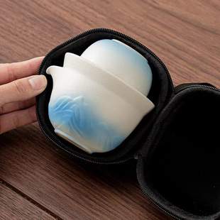 Travel tea set suit portable one pot two cups simple ceramic teapot teacup outdoor camping tea can be customized