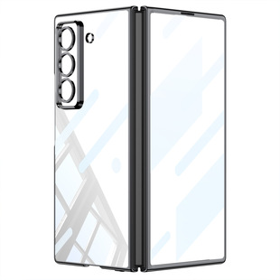 For Samsung W25 Mobile Phone Case Transparent PC Folding Screen Fold6Slim Protective Case Drop-resistant Electroplated Case Film Fine Hole