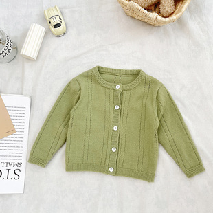 Luoxi Baby Clothes Spring and Summer Hollow Knitted Cardigan Men's and Women's Baby Sunscreen Shirt Children's Air-conditioning Shirt Breathable Jacket