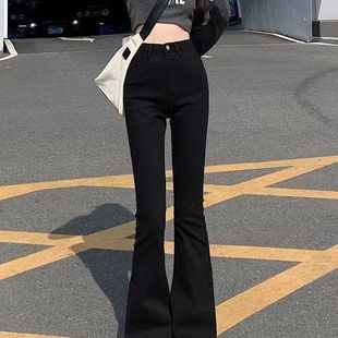 Black skinny jeans Women's Spring and Autumn high waist stretch slim slimming horseshoe pants tall lengthened mop pants