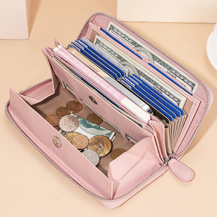 Japanese Genuine Leather Women's Wallet Long Multi-Card Large Capacity Coin Purse Bag Foreign Trade High-End Men's and Women's Clutch Bag
