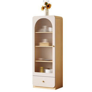 Log Cream Style Dining Side Wine Cabinet Household Living Room Bookcase Storage Cabinet Wall Display Cabinet Snack Storage Side Cabinet