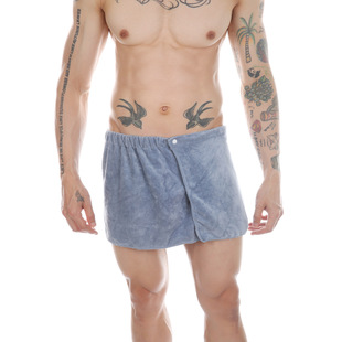 Men's Short Bath Towel Shorts Household Absorbent Wearing Towel Pants Beach Sexy Bath Dress Coral Fleece Anti-Light