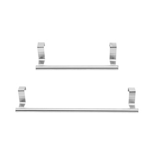 430 Stainless Steel Single Rod Towel Rack Kitchen Bathroom Punch-free Towel Hanging Pole Cabinet Door Back Hanging Hook