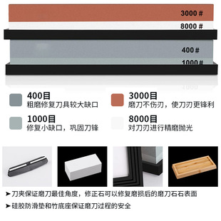 Kitchen outdoor household sharpening stone wholesale double-sided oilstone sharpener suit White corundum fine grinding stone with base