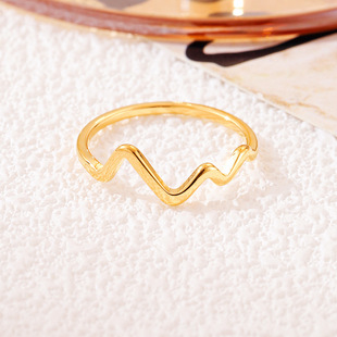 Plain circle irregular wave ring female simple niche design ECG all-match index finger female gift