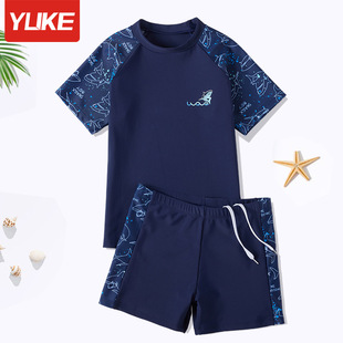 Children's Swimsuit Boys Split Medium and Large Kidsren's Baby Quick-drying Boy Swimsuit 2024 New Swimming Trunks Swimsuit Set