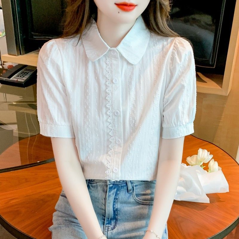 순면 셔츠 여성용 스타일리시한 디자인의 틈새시장을 공략하는 2026년 여름 신상 여성복 반팔 젊어보이는 프로페셔널 탑