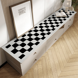 TV Cabinet Table Mat Checkerboard Tablecloth Waterproof Ins Style Coffee Table Cover Cloth Table Runner Long Shoe Cabinet Entrance Cabinet Mat