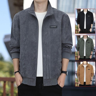 Corduroy Jacket Men's 2025 Spring and Autumn New Striped Casual All-match Top Fashionable Jacket for Youth Men