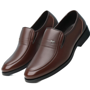Dragonfly Brand Genuine Leather Men's Shoes New Business Dress Dad's Cowhide Shoes Heightened Casual Wear-resistant Soft-soled Shoes