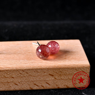 Natural Crystal S925 Sterling Silver Earrings Fresh and Simple Fluorite South Red Aquamarine Mini Round Bead All-Match Ball Earrings