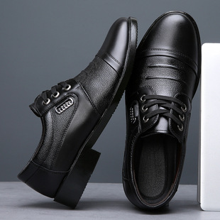 Men's cowhide leather shoes men's leather factory direct lace-up three-joint business formal men's shoes middle-aged and old father's shoes