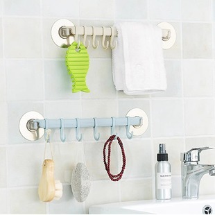 Kitchen non-perforated seamless wall hanging 6 row hook bathroom hanger door rear adhesive hook 6 row hook wholesale