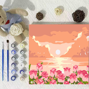 Amazon Cross-border Explosions Digital Oil Painting Seaside Landscape Children's Handmade Painting DIY Decorative Bedroom Living Room Painting