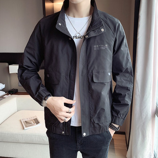 Autumn 2024 New Casual Overalls Jacket Men's Jacket Korean Fashionable All-match Jacket Men's Jacket Black