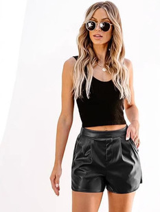 AliExpress 2024 European and American New Women's Fashion PU Leather Pants Women's European and American Fashion Tight Hip Pants