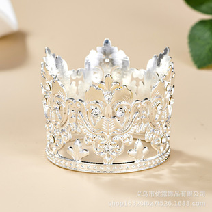 Cross-border Amazon Explosions Alloy Small Crown Birthday Cake Decoration Party Flowers Dress Golden Crown Ornaments