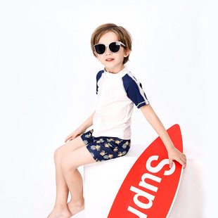 Q3Y BoYs Split Swimsuit Summer Suit Medium and Large Kidsren's Swimming Trunks Quick-drYing Long-sleeved BabY Sun Protection Swimsuit Two