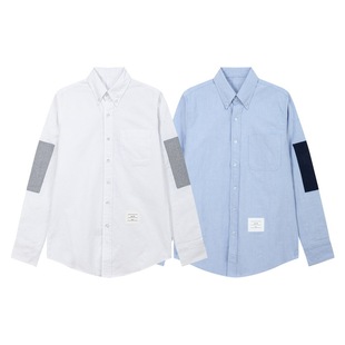 TB JL fashion brand shirt Oxford double sleeve patch contrast color new casual European and American long sleeve shirt for men and women