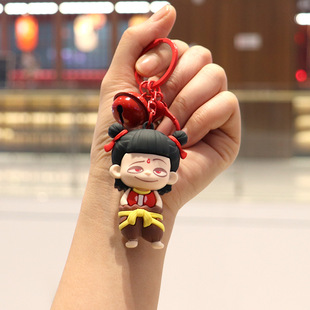 New Nezha Devil Boy Sea Silicone Keychain Cute Ao C Stereo Doll Schoolbag Pendant Student Gift