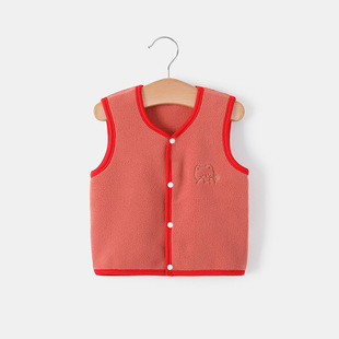 Baby vest autumn and winter baby Austrian velvet vest winter fleece-lined thickened warm men's and women's vest