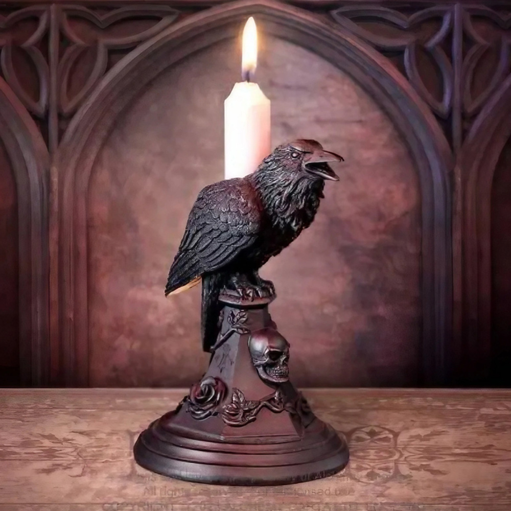 Cross-border Hot Sale Gothic Vintage Duge Owl Shaped Candlestick Halloween Christmas Easter Decorative Pendulum