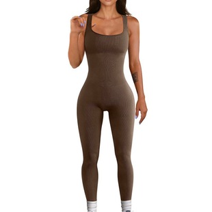 Amazon European and American Foreign Trade Women's Jumpsuit Autumn and Winter New Thread Square Collar Hip Slim Fit Sexy Jumpsuit