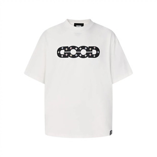 Чжу Жисинь та же модель GOODBRAND с полой LOGO цветной бриллиант с пенистым принтом GOOD с короткими рукавами