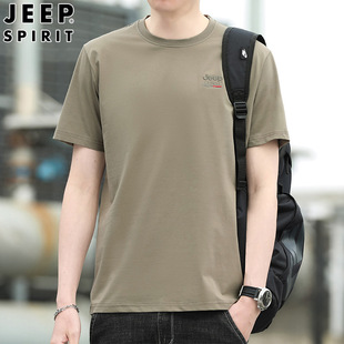 JEEP2024 new men's round neck simple short-sleeved T-shirt men's summer loose breathable casual comfortable 3886