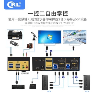 CKL KVM-переключатель Двухканальный 8K DP многоэкранный переключатель расширения компьютер ноутбук монитор обмена устройство