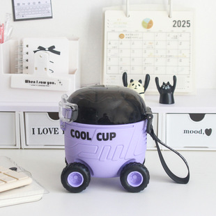 Summer cartoon children's camera water cup fun rover plastic cup outdoor portable bounce toy straw water cup