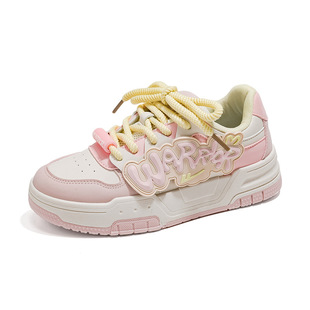 Pull Back Women's Shoes 2025 Spring New Style Girls' Fashion Versatile Casual Sneakers Students' Daily Heightening Bread Shoes