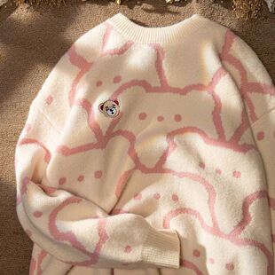 Autumn and Winter Couple Clothes Cute Bear Soft Waxy Sweater Men's and Women's Casual Japanese Knitwear Lazy Style Student Coat