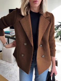 In the spring of 2025, Europe and the United States cross-border Amazon independent station INS women's suit collar casual coat woolen coat