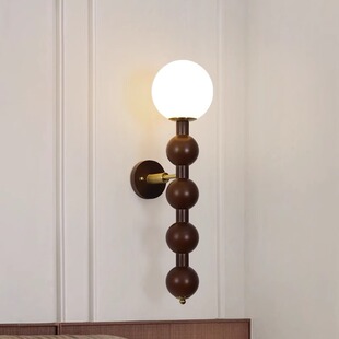 French Middle Ancient Wall Lamp American Retro Walnut Living Room Bedroom Room Wall Lamp Advanced Sense Solid Wood Bedside Lamps