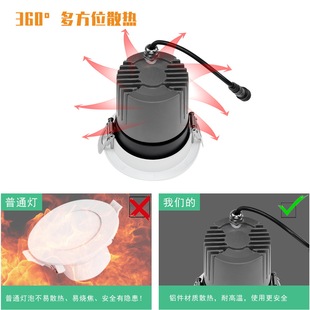 Led anti-glare high display waterproof embedded spotlight household living room wall washing AC85-265V factory direct sale