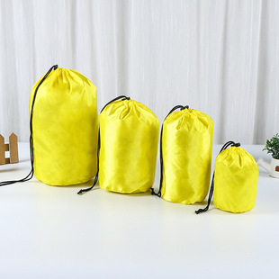 Ling-shaped lattice polyester cloth cylinder drawstring bag custom large capacity drawstring packaging bag waterproof pocket printing logo