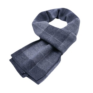 100% pure wool scarf men's autumn and winter high-end simple/classic plaid thickened warm knitted scarf