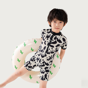 Factory Direct Children's Swimwear Boys' Fashionable Handsome Panda Small and Medium-sized Children's Baby Boys' Zipper One-piece Children's Swimwear