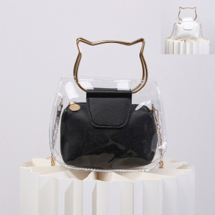Fashion simple transparent cat head portable 2024 ladies bags trend ladies bag bag wholesale bag