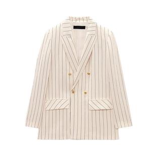 TAOP & ZA Spring New Women's High Waist Pinstripe Suit Pants 5247022 Double-breasted Suit Jacket 524712