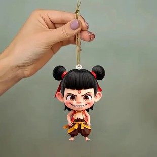Nezha 2 magic child making the sea Nezha surrounding cute movie decorative schoolbag pendant acrylic keychain small gift