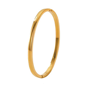 Cross-border hot-selling glossing 4mm plain ring bracelet women's light luxury high-end 18k gold titanium steel non-fading hand jewelry
